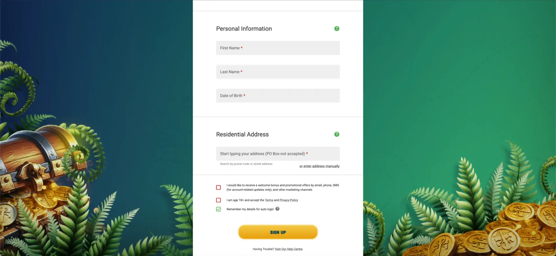 What you'll need before you start at Kiwi's Treasure Casino